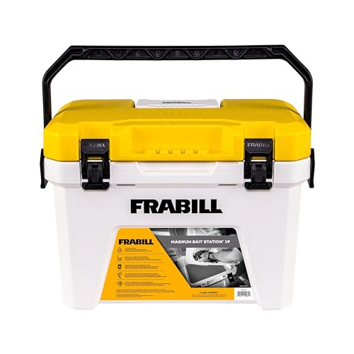 Frabill Magnum Bait Station 19 Quart Live Bait Well, White and Yellow