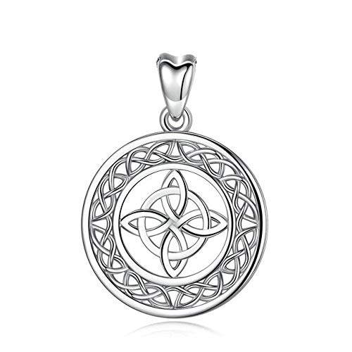Collier à la Mode pour Femmes et Hommes avec médaillon celtique rond en argent véritable