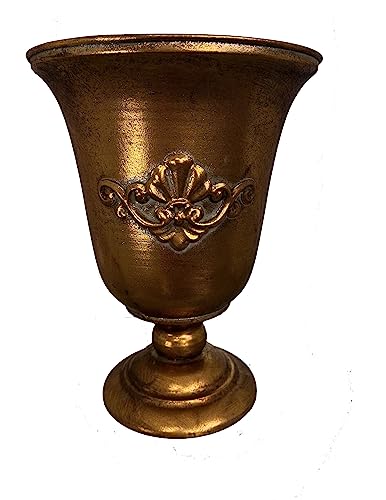 GMMH Copa de ánfora, jarrón decorativo, jarrón de flores, de metal antiguo, vintage, decoración retro (LN52-5, color plateado)