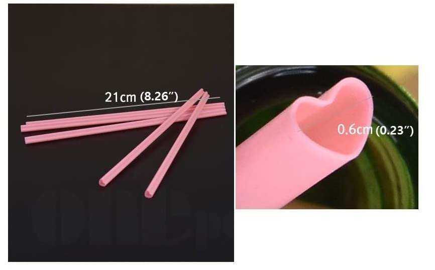 100 pitillos de plástico en forma de corazón desechables miniatura 7