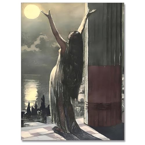 uoyien Vintage Witchy Gothic Dark Academia Wall Decor Occult Luna Worship Wall Art Prints Witch Aesthetic Posters 16x24in Unframed