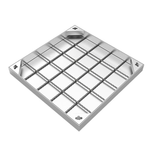 Image of 1.6X1.6X0.3 ft Manhole Cover Square,304 Invisible Manhole,Sewer Underground Drainage Heavy Duty Flat Lids Stainless Steel Frame Embedded Concrete for Yard Pavement Parking Lot Septic Tank