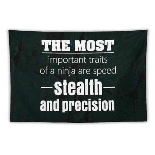 Tapiz de pared ninja con frase de velocidad y precisión para decorar tu salón