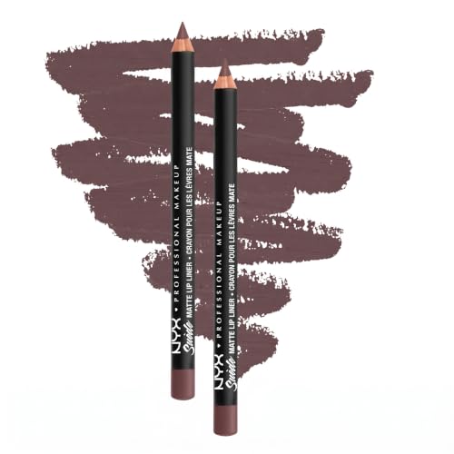 NYX PROFESSIONAL MAKEUP Suede Matte Lip Liner, Velvety-Smooth, Long-Lasting Formula For A Defined Lip Makeup Look - Moonwalk (Purple) (Pack of 2)