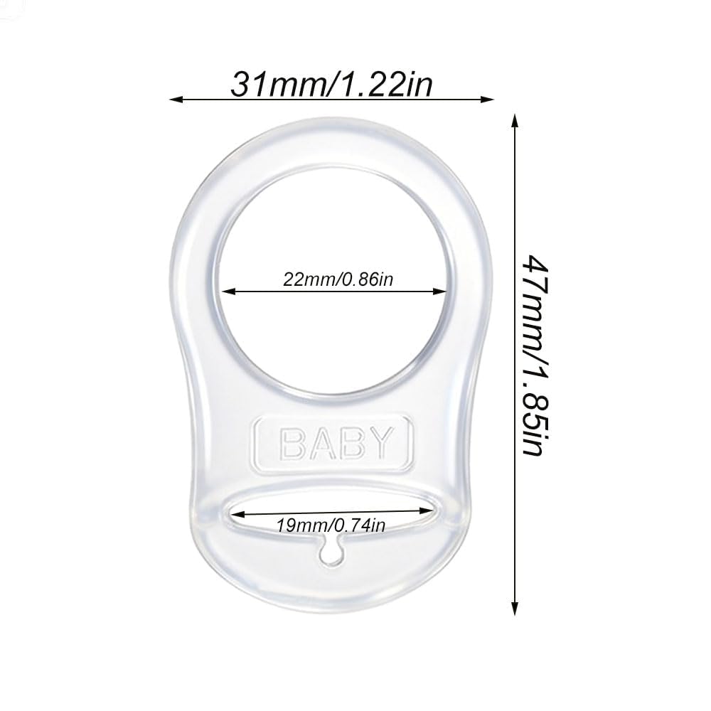 Adattatore per Ciuccio in Silicone Trasparente, 2 Pezzi Anello con Clip Supporto Porta Ciuccio