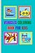 coloring book for kids with different vehicles: truck lockmotive motorcycle ambulance police car crane helicopter scooter taxi tram sailboat forklift bus ufo submarine