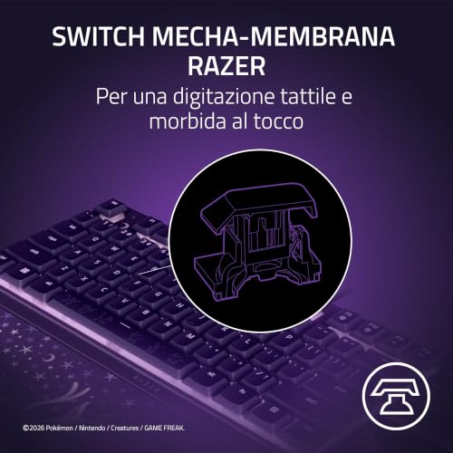 Ornata V3 Tenkeyless Pokémon Espeon & Umbreon Edition - Tastiera da gioco compatta e piatta - Retroilluminazione Chroma - Tasti multimediali dedicati - Layout QWERTY US | Switch a membrana - Tastiera gaming - Immagine 2