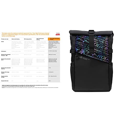 Image of ASUS ROG Strix G17 (2022), 17.3 inch (43.94 cm) WQHD 240Hz /3ms, AMD Ryzen 9 6900HX, 8GB RTX 3080, Gaming Laptop, G713RS-LL023WS + BP4701 ROG 17 inch(43.18 cm) Backpack (Black)