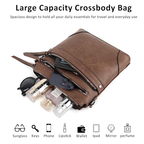 TANTOMI Crossbody Purses for Women, Multi Pocket Crossbody Bag, Vegan Leather Crossbody Handbags Medium Shoulder bag with Wide Adjustable Strap — view 4