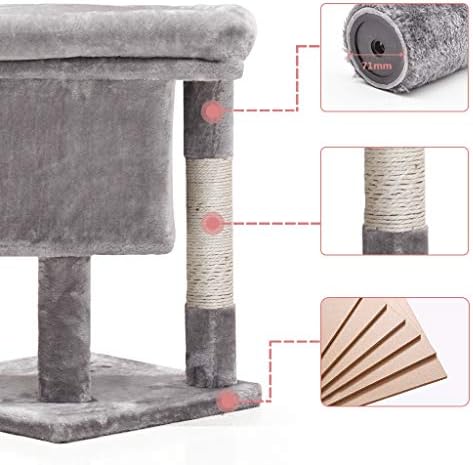 JISSBON Cat Tree Tower with Large Condos, Padded Plush Perches & Cat Scratching Post for Kittens, Adult Cats, Light Grey
