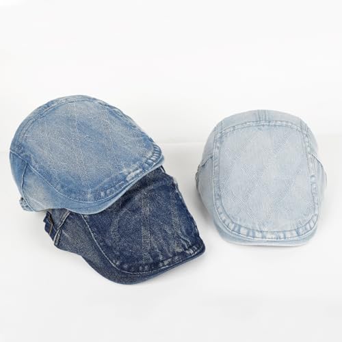 Image of 3Pcs Men's Newsboy Caps Cotton Cooling Hat Adjustable Flat Cap for Men
