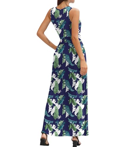 Image of LILBETTER Women Sleeveless Deep V Neck Loose Plain Long Maxi Casual Dress