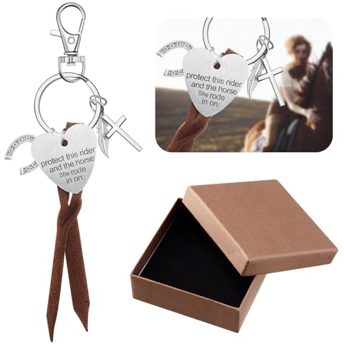 Protect This Rider and The Horse She Rode in On-Saddle Charm Saddle Heart Charm with Gift Box Horse Lover Gifts for Women Girl Equestrian Riders Lovers Trainer Stuff Jewelry
