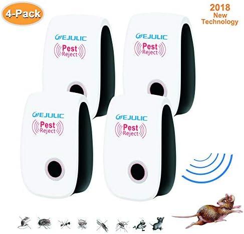 Ultrasonic Pest Repeller [4 Pack] Electronic Plug Indoor Repellent Pest Reject for Mice,Spiders, Insects, Bugs, Ants, Mosquitos, Rats, Roaches, Rodents - Ultrasonic Pest Control [2018 NEW UPGRADED]