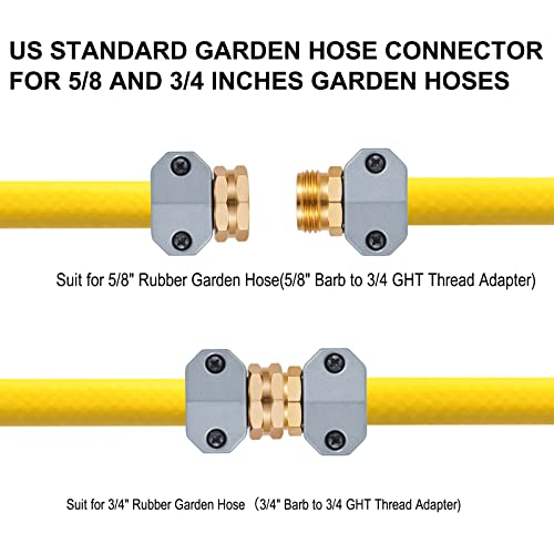 Garden Hose Repair Fittings, Aluminum Mender Female And Male Hose Repair Connector With Zinc Clamp.4 Pack With 4 Green Washers #TOP2