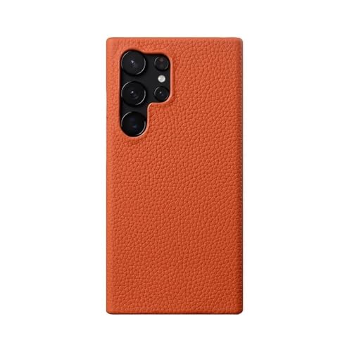 Étui Samsung S25 Ultra cuir véritable housse orange fin JiuRui