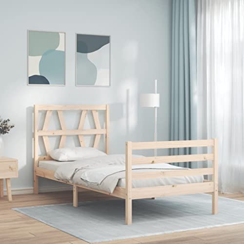 AJJHUUKI Muebles de exterior, marco de cama sin colchón, muebles individuales de madera maciza
