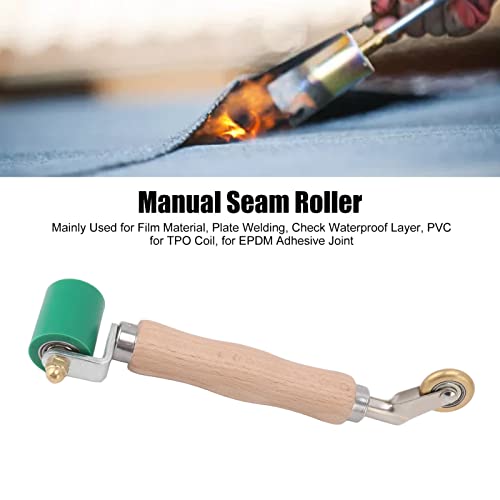 Profi Andrückrolle, Doppelkopf Nahtroller, 2 IN 1 Andrückwalze Rollen 40mm Silikon Andrückrolle 6mm Messing Bodenecke Nahtroller für Roofing PVC TPO Schweißwerkzeug und Klebenaht(Grün)