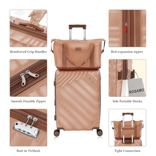 Image of 6 piece Luggage Set Expandable Suitcase 22x14x9 Airline Approved Carry on, ABS Hard Case Suitcases with Spinner Wheels, TSA Lock, (Pink)