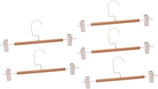 KOMBIUDA 5pcs Wrought Iron Wooden Trouser Hanger Wooden Laundry Hanger Clips Grip Pants Hangers Household Pants Rack Wooden Coat Tie Hangers Beech Color Contrast Skirt Clip