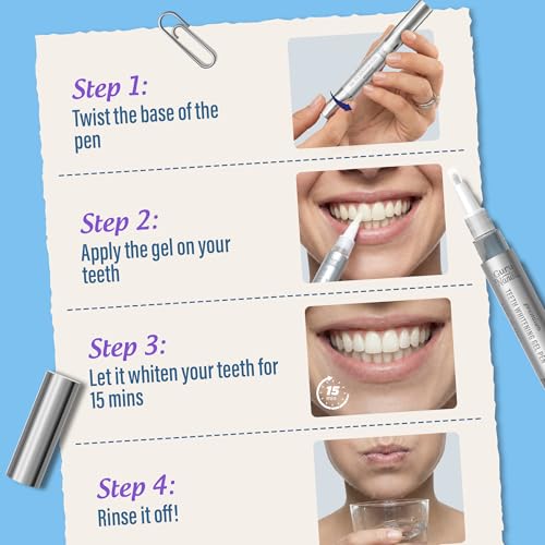 Image of GuruNanda Teeth Whitening Pen - Helps Remove Surface Stains from Coffee, Tea & Wine, Up to 70 Uses, Precision Brush Applicator, Travel-Friendly Whitening Gel Pen, Mint Flavor, 4 mL