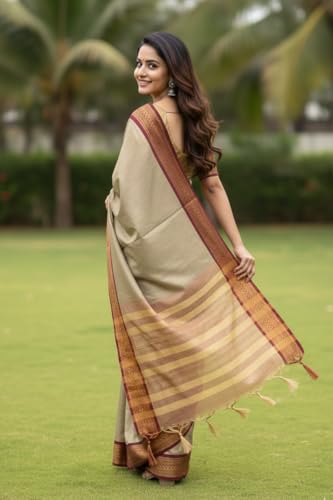 Image of SUPERLAXMI Womens Narayana Pattu Narayanpeth Cotton Silk Saree with unstitched blouse