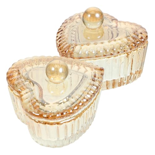 Contenedor para uñas de vidrio 2pcs color dorado claro miniatura 1