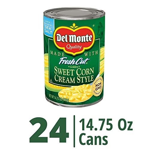 DEL MONTE FRESH CUT Golden Sweet Canned Cream Corn, Canned Vegetables, 24 Pack, 14.75 oz Can