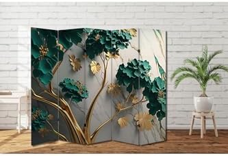 Resim Altın Dallar Temalı Özel Tasarım Paravan Room Divider Oda Bölücü PRVN-1311-1, 220 x 180 