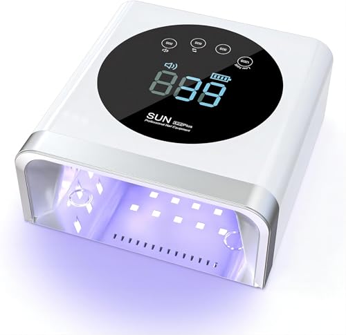 NAILGIRLS Lámpara LED UV recargable, secador de uñas inalámbrico de 150 W para gel y esmalte regular, secador LED de gel de curado de esmalte de uñas con 4 ajustes de temporizador, sensor automático,