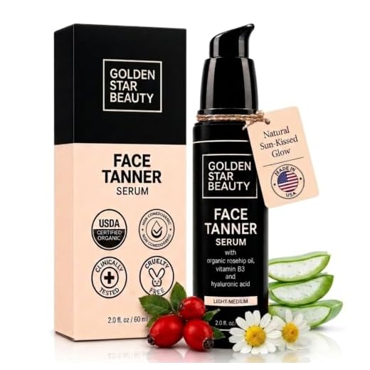 Face Tanner – Self Tan Serum w/Hyaluronic Acid and Organic Oils, Self Tanners Best Sellers, Facial Sunless Tanner for Natural Sunkissed Glow, Fake Tan Moisturizer, 2.0 fl (Light to Medium)