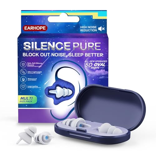 Ear Plugs for Sleeping - Soft Reusable Silicone Ear Plugs for Noise Reduction Earbuds & Focus (35dB), 3D Oval Noise Cancelling Design, Ideal for Side Sleepers - 2 Pairs (S + M/L)