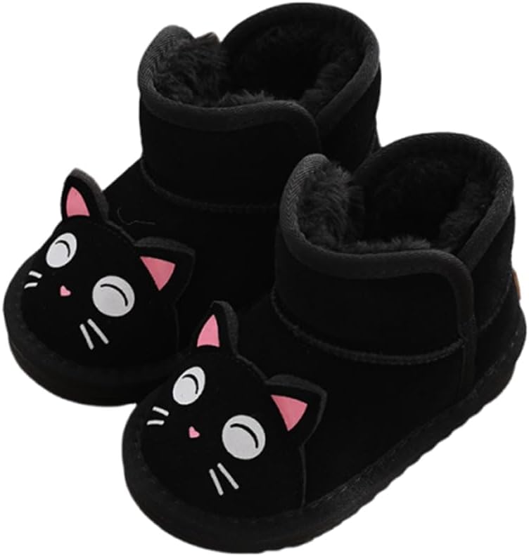[アイコイ] ムートンブーツ キッズ 猫 ショート 女の子 男の子 マジックテープ 滑り止め ふわふわ 暖かい 防寒