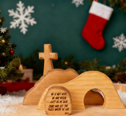 Nativity Set Indoor Christmas Decoration- 4 Pieces Empty Tomb Easter