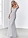 Women's V-Neck Mermaid Dress Wedding Guest Dresses Silver US10