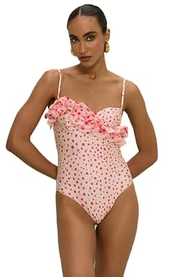 PATBO, Peony Polka Dot Bikinin Bodysuit, XL