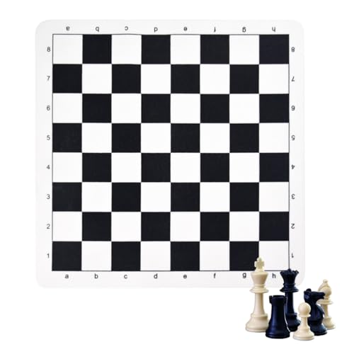 MenYiYDS 1 PCS FLAT CHESSBOARD, PORTABLE, INTERNATIONAL, EXPANDABLE CHESSBOARD, ARTIFICIAL LEATHER GAME BOARD, CHILDREN, TRAVELLING, BLACK AND WHITE, 43 * 43