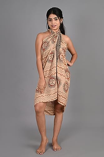 INDACORIFY Estampa em bloco de mão de algodão Pareo Beautiful Sarong, lenços de praia de verão, esta