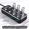 USB Hub 3.0 Powered, VKUSRA 4 Ports Ultra Slim USB Splitter with 5V/3A AC Power Supply Adapter, High-Speed Data Hub with 1.2m Extended Cable and Individual On/Off Switch