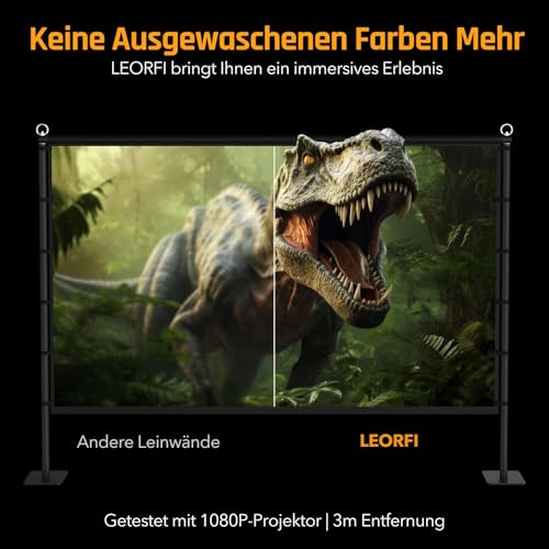 Beamer Leinwand Outdoor mit Ständer: LEORFI 120 Zoll Projektionswand Ständer Portable faltbar Front/Rückprojektion Bodenleinwand mit Tragetasche - Upgraded Sturdy Base für Heimkino, Filme Nächte