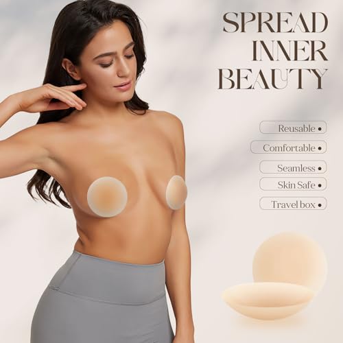 Moulyan Nipple Covers for Women – Reusable Sticky Silicone Nipple Covers,Seamless Nipple Cover with Travel Box3