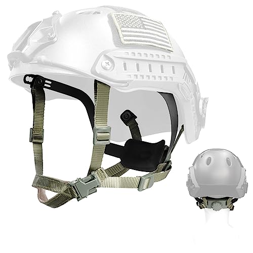 Sangle de menton pour casque tactique avec cadran réglable et suspension 4 points stable
