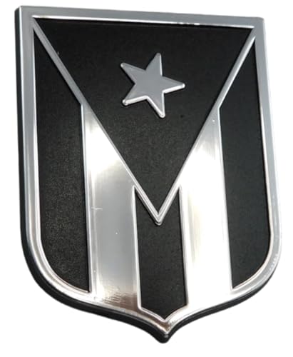Image of Puerto Rico Crest Black Shield Chrome Plastic car Emblem Decal Badge Sticker Crest PRBC