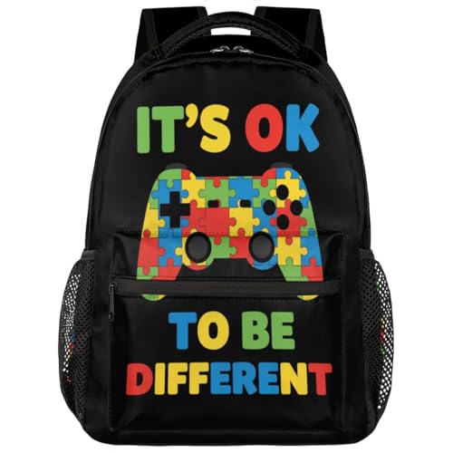 Mochila para laptop de 15.6 pulgadas con diseño de gamepad para estudiantes universitarios