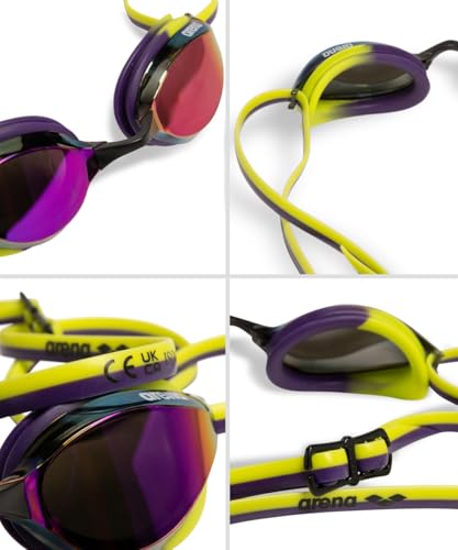 Image of ARENA Unisex Python Racing Swim Goggles for Men and Women Anti-Fog No Leak Max Comfort Dual Strap, Mirror /Non-Mirror Lens