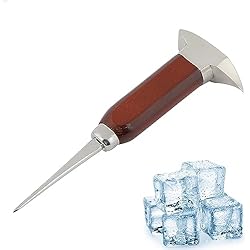 Cuchilla Pica Hielo Duokon Pico de Hielo de Acero Inoxidable de 6.7 Pulgadas con Mango de Madera de Seguridad, Herramienta de cóctel de Cubitos de Hielo para Barras de Cocina