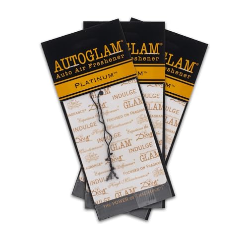 Image of Tyler Candle Platinum Autoglam Ivory And Gold 4.5 x 3 Auto Air Freshener Mirror Hanger, Pack of 3