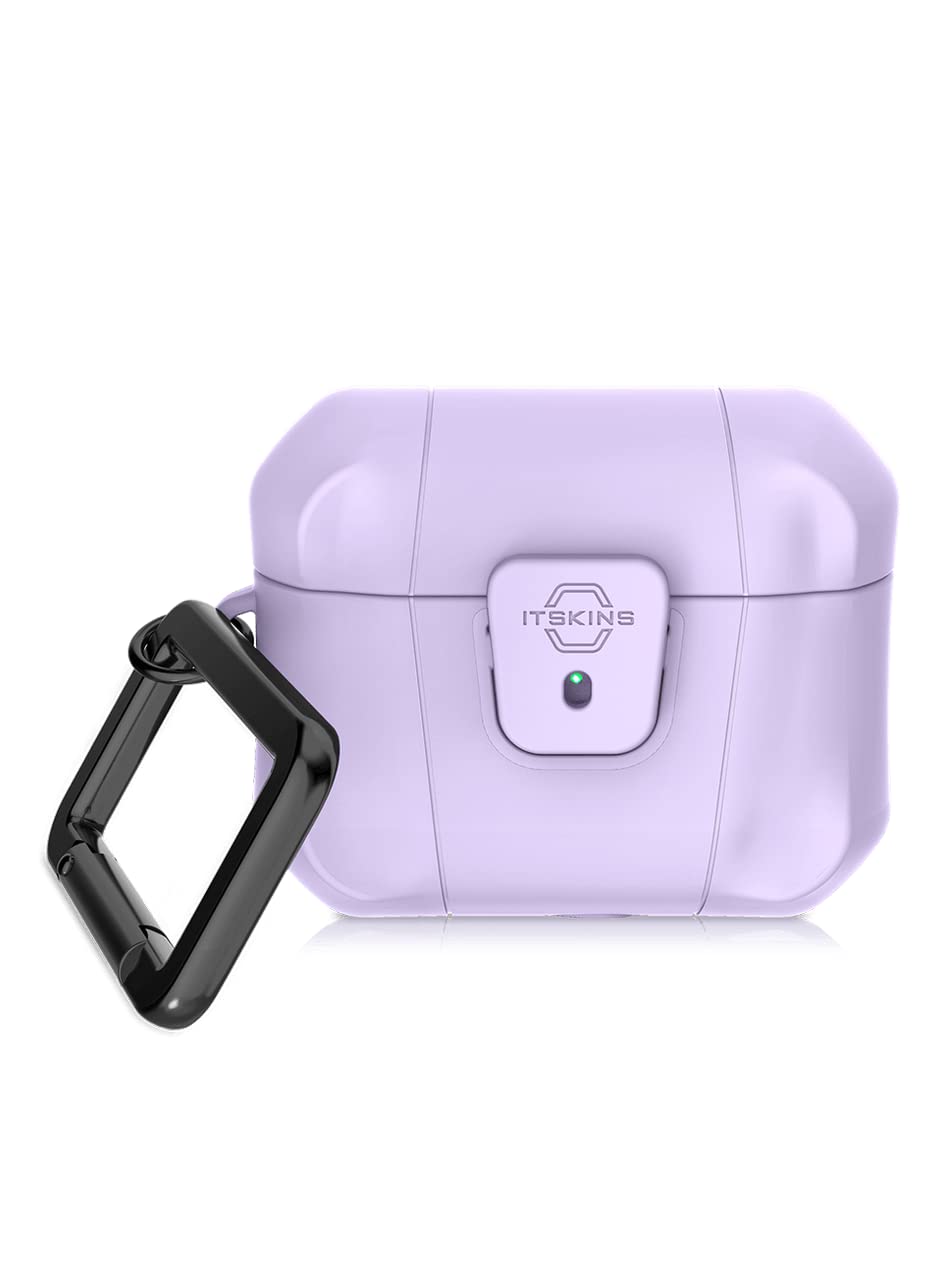 ITSKINS Spectrum // Solid for AirPods 3 (2021), Shockproof Protective Case with Lock Compatible with Apple AirPods 3 (2021), Supports Wireless Charging, Front LED Visible - Light Purple