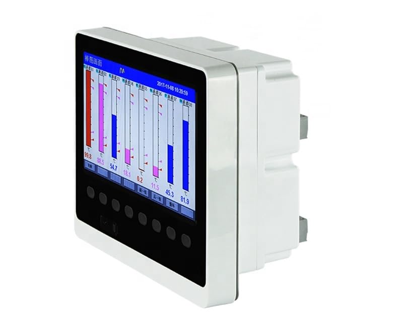 7-calowy ekran dotykowy, elektroniczny regulator temperatury, wielokanałowy rejestrator temperatury i ciśnienia do monitorowania procesów przemysłowych
