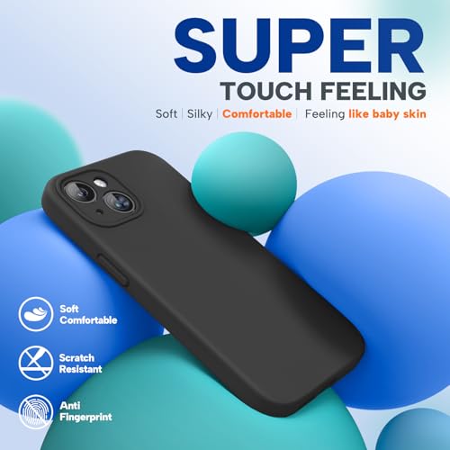 Miracase Compatible with iPhone 15 Case, [Soft Anti-Scratch Microfiber Lining], Liquid Silicone Case Gel Rubber Shockproof Drop Protection Phone Case for iPhone 15 (Black) - Thumbnail 2